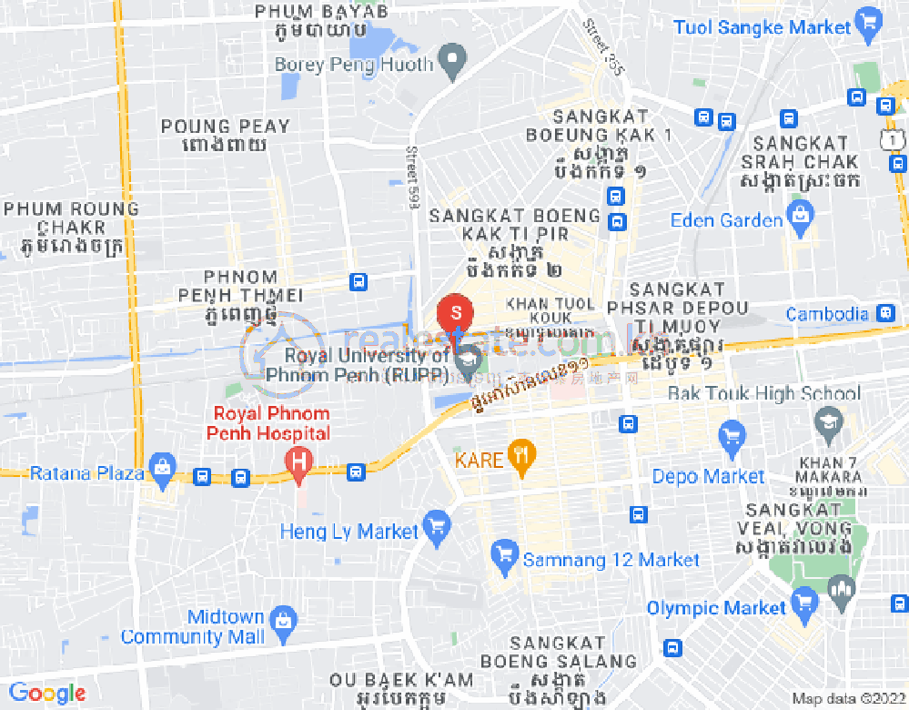Mapa: Boeung Kak 2, Toul Kork, Phnom Penh