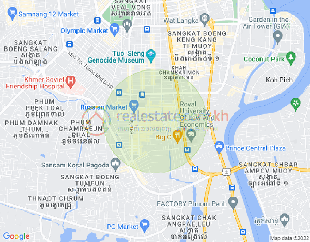 Carte de Toul Tum Poung 1, Chamkarmon, Phnom Penh