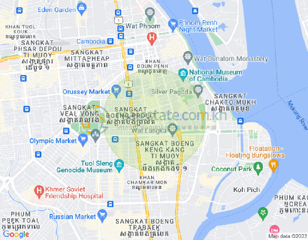 Mapa: Boeng Reang, Daun Penh, Phnom Penh