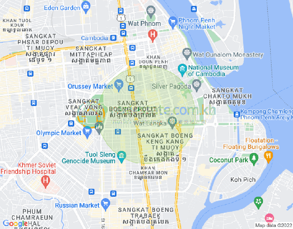 Boeng Reang镇, 隆边区, 金边地图