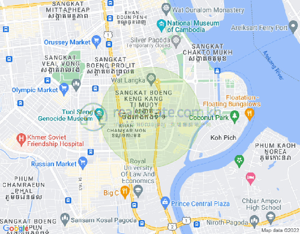 万景岗1分区（BKK1), 波哥堪, 金边地图