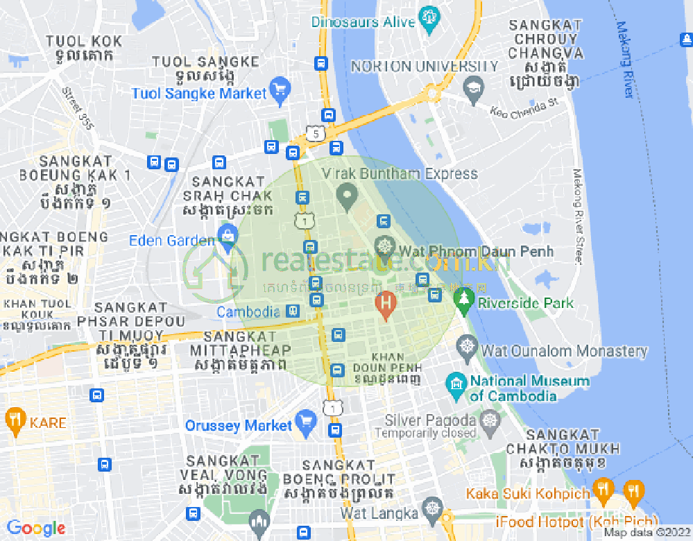 ボンリアン, ドーンペン, プノンペンの地図