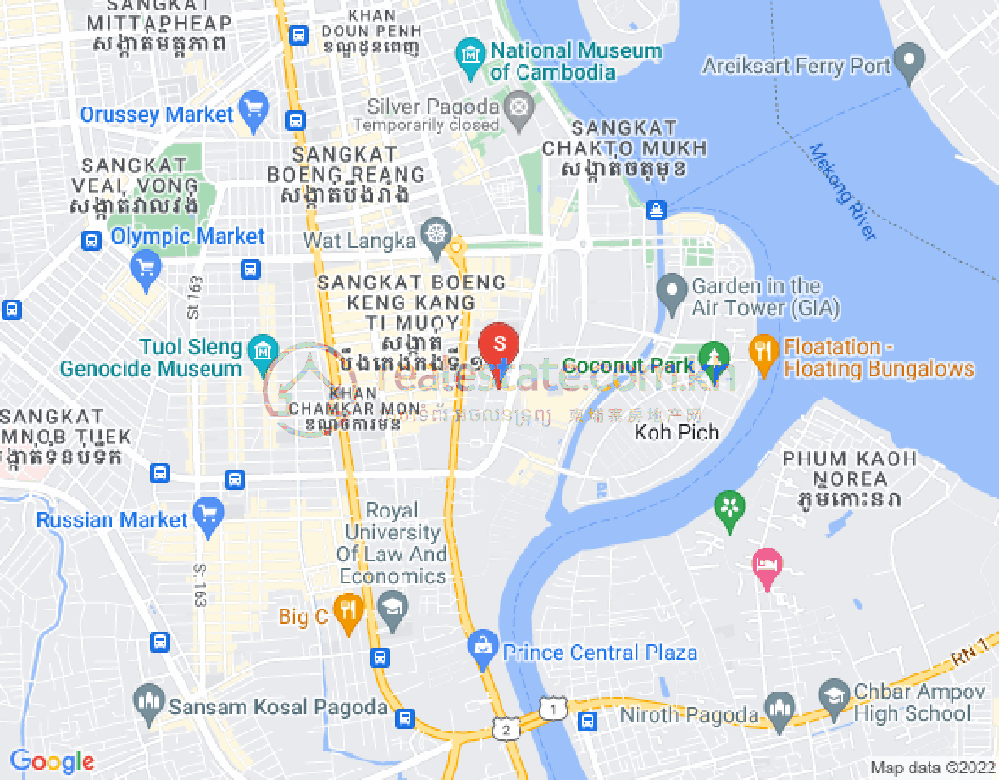 Карта Тонле Бассак, Чамкармон, Пномпень