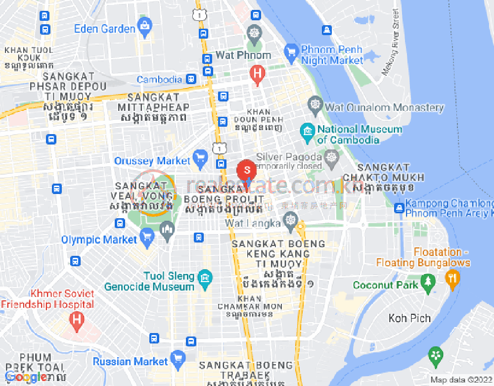 Mapa: Boeng Reang, Daun Penh, Phnom Penh