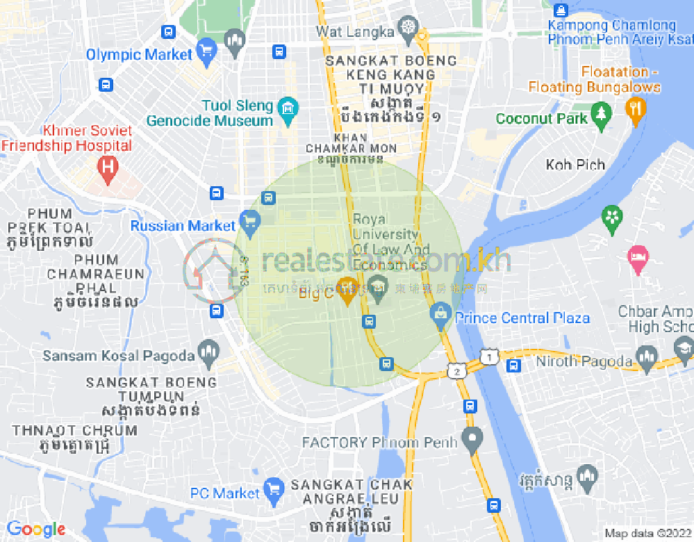 แผนที่ พสาร์เดิมทะกอ, จัมการมอน, พนมเปญ