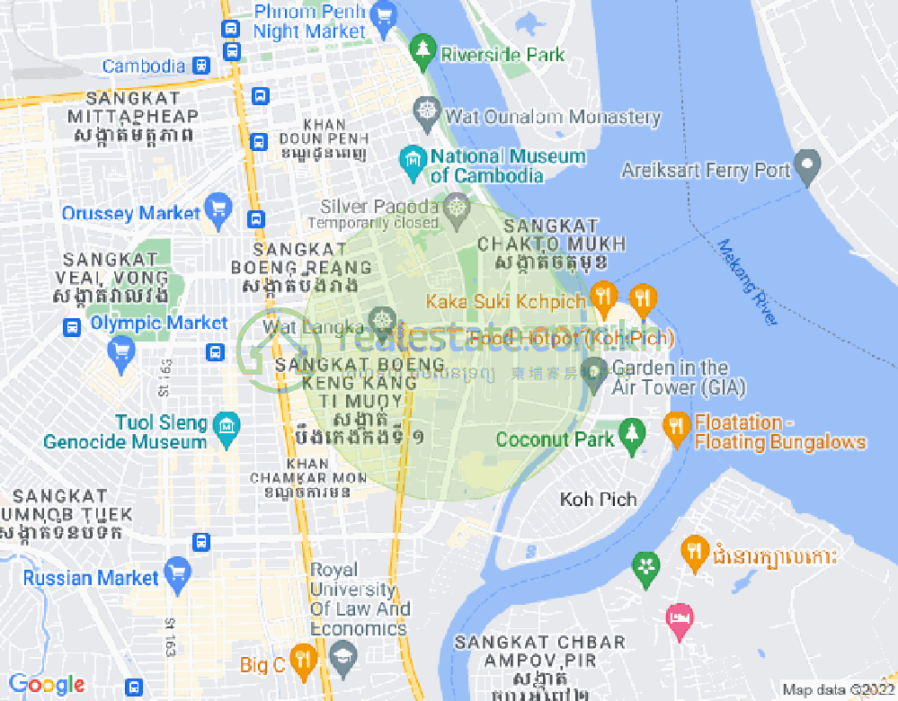Map of Tonle Bassac, Chamkarmon, Phnom Penh