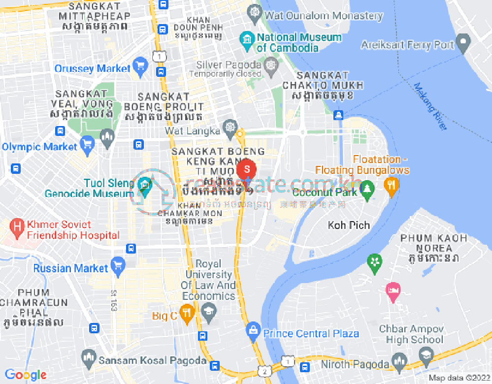만경강1부구(BKK1), 벙껭깡, 프놈펜 지도