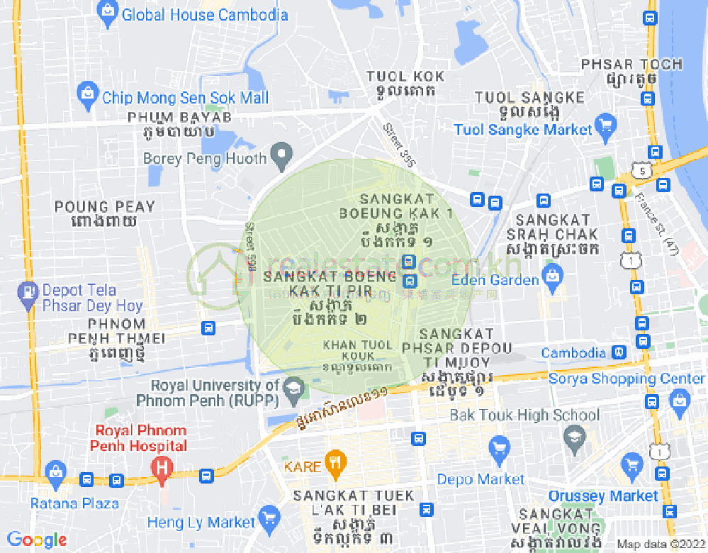 Map of Boeung Kak 2, Toul Kork, Phnom Penh