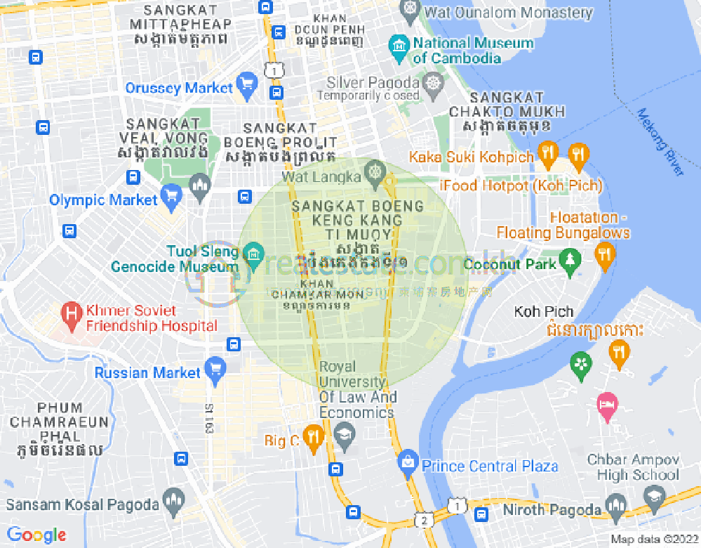 Mapa: BKK 1, Boeng Keng Kang, Phnom Penh