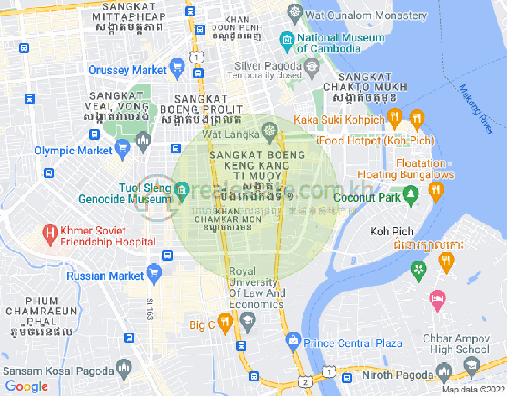 Map of BKK 1, Boeng Keng Kang, Phnom Penh
