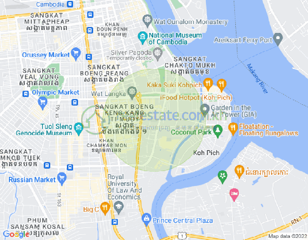 Mapa: Tonle Bassac, Chamkarmon, Phnom Penh