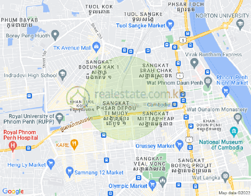 Mapa: Boeung Kak 2, Toul Kork, Phnom Penh