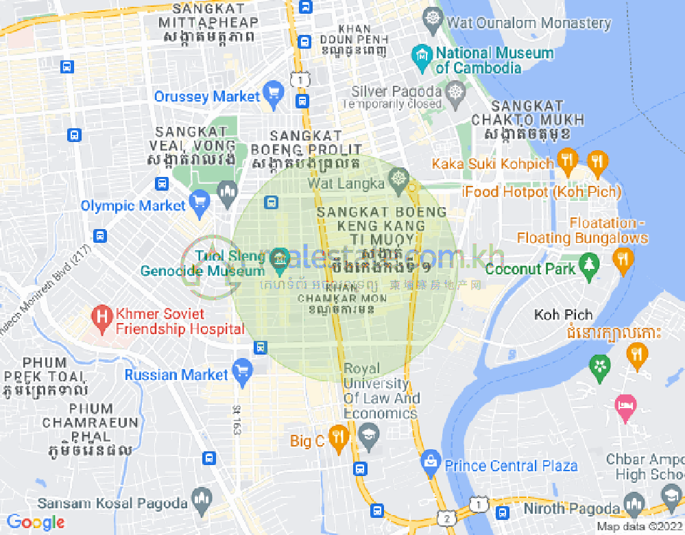 Mapa: BKK 1, Boeng Keng Kang, Phnom Penh