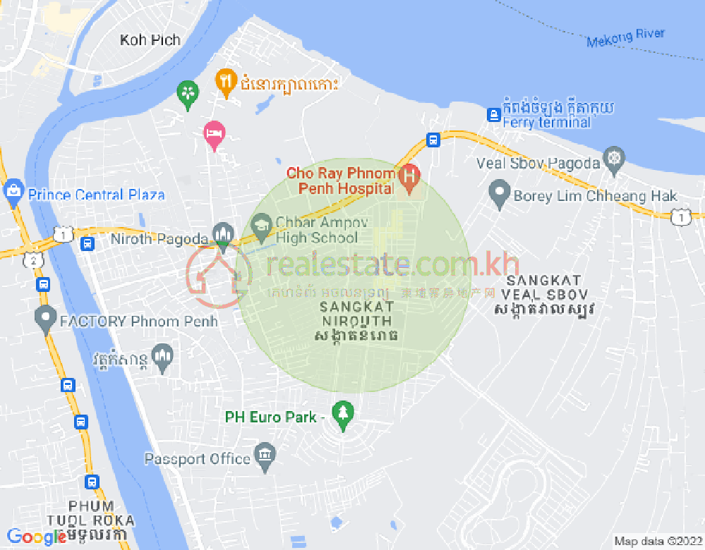 Map of Nirouth, Chbar Ampov, Phnom Penh