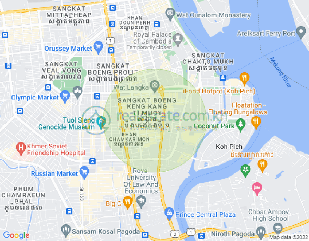 万景岗1分区（BKK1), 波哥堪, 金边地图