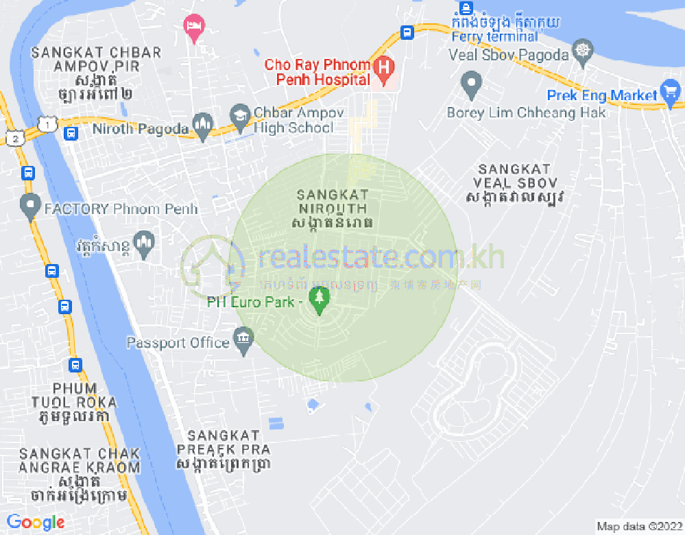 Map of Nirouth, Chbar Ampov, Phnom Penh