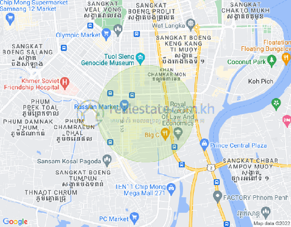 Carte de Toul Tum Poung 1, Chamkarmon, Phnom Penh