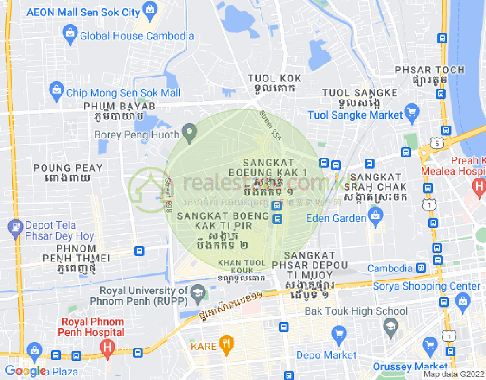 万谷湖1分区, 堆谷区, 金边地图