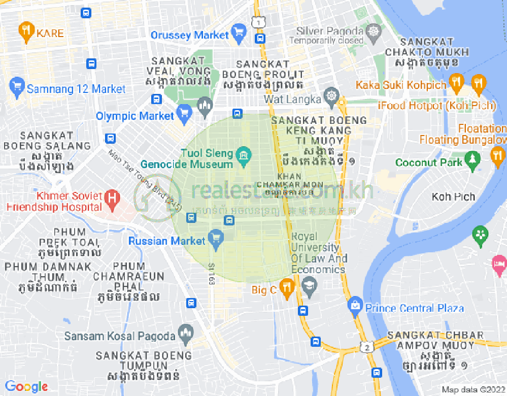 万景岗3分区（BKK3), 波哥堪, 金边地图