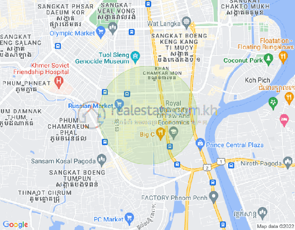Carte de Toul Tum Poung 1, Chamkarmon, Phnom Penh