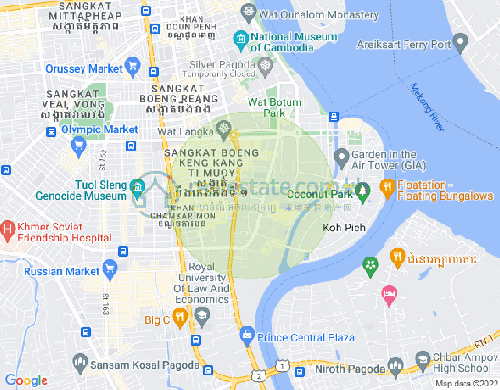 Map of BKK 1, Boeng Keng Kang, Phnom Penh