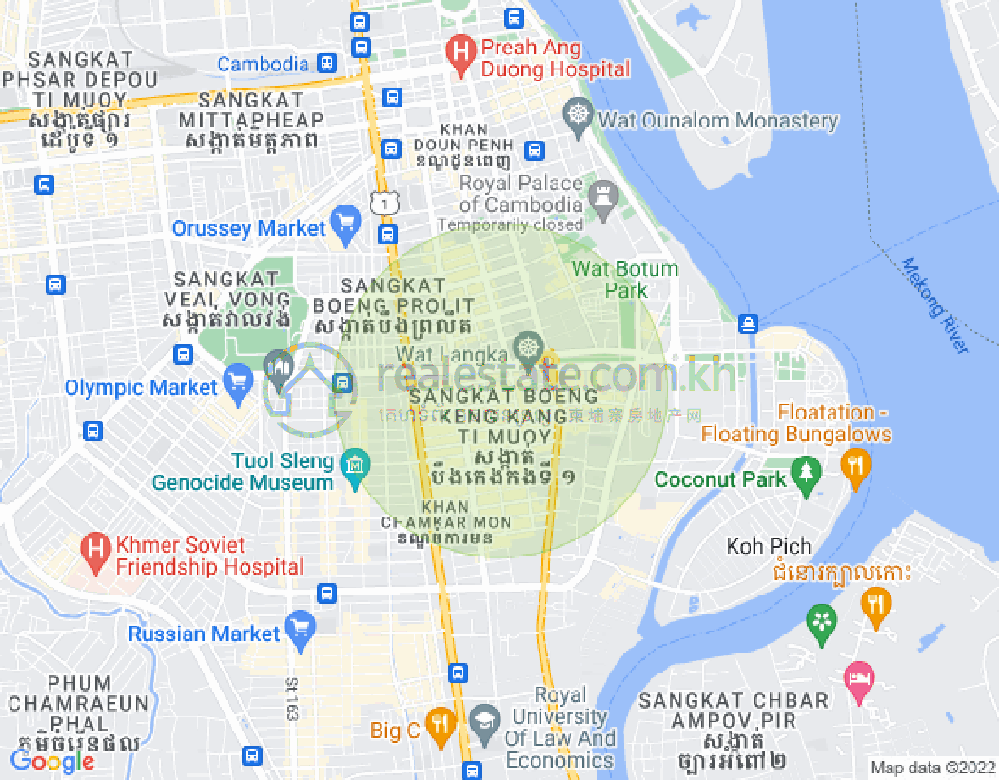 Map of BKK 1, Boeng Keng Kang, Phnom Penh