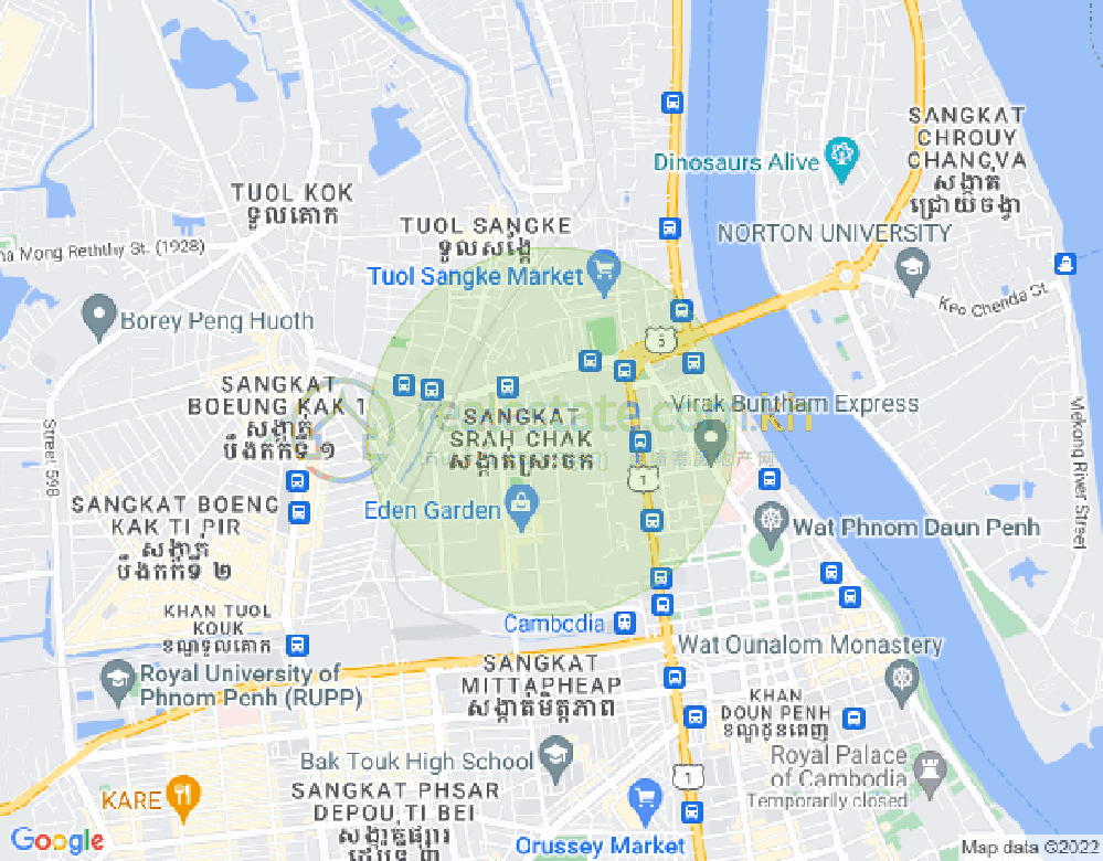 Map of Srah Chak, Daun Penh, Phnom Penh