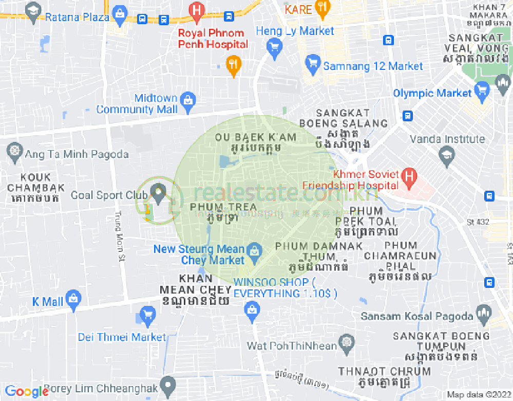 Stueng Mean chey 1镇, 棉芷区, 金边地图