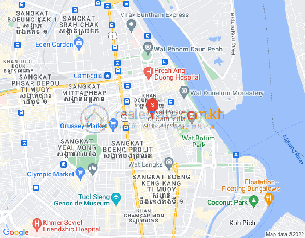 Mapa: Boeng Reang, Daun Penh, Phnom Penh