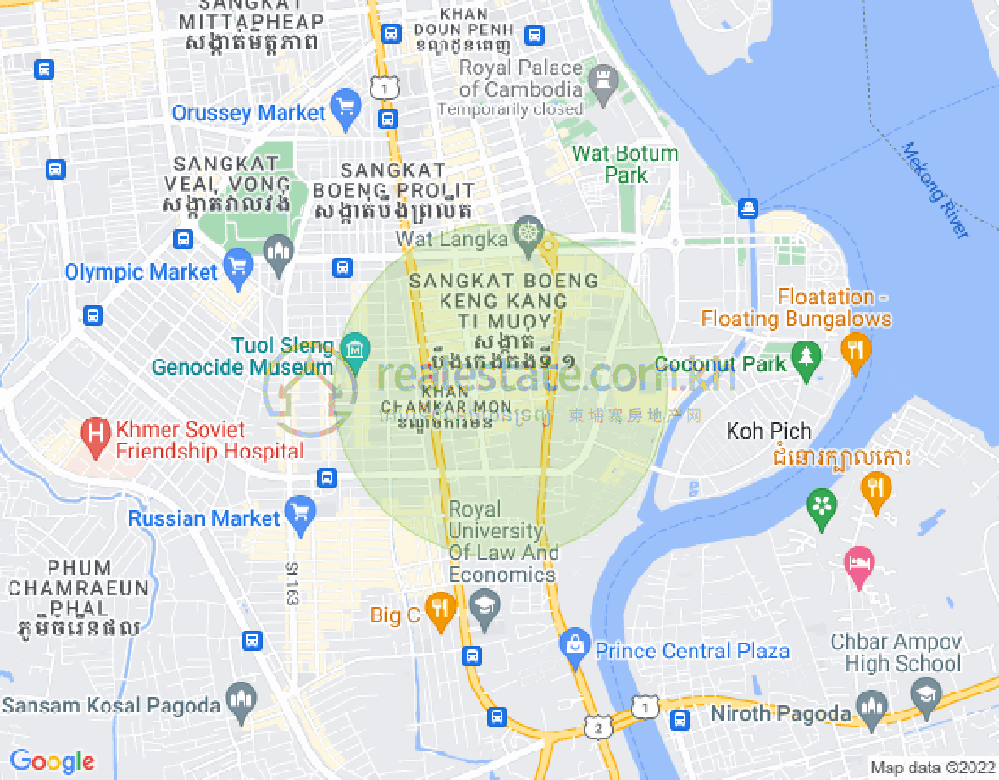 BKK 1, ボンケンコン, プノンペンの地図