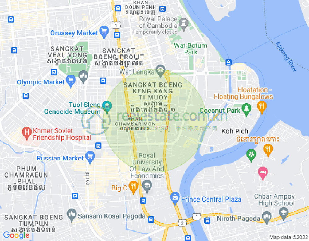 Map of BKK 1, Boeng Keng Kang, Phnom Penh