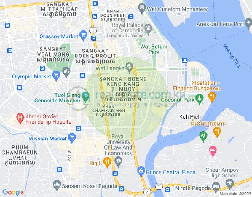 万景岗1分区（BKK1), 波哥堪, 金边地图