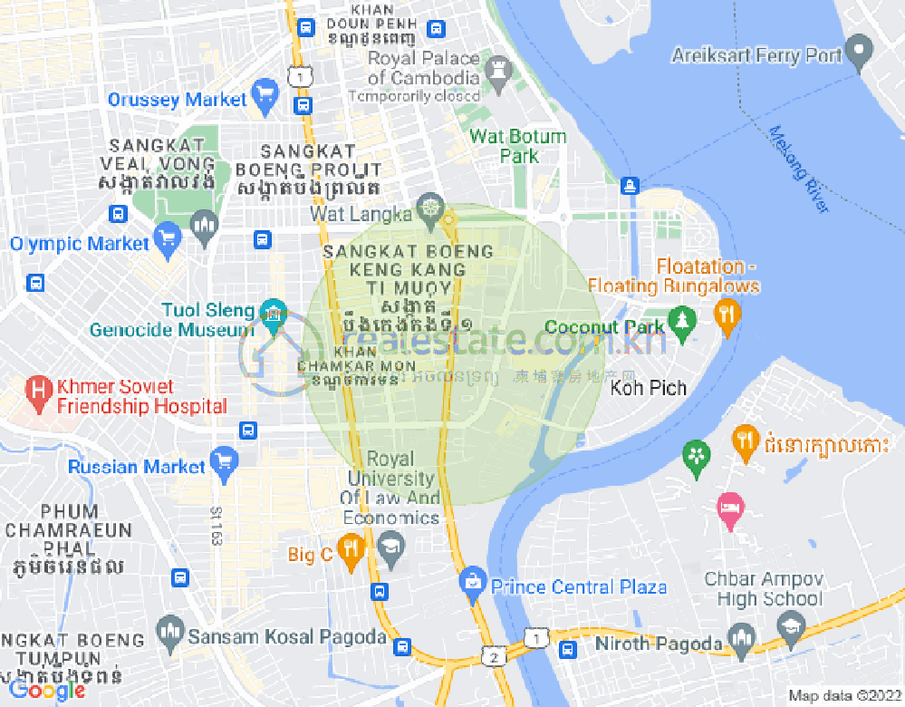 万景岗1分区（BKK1), 波哥堪, 金边地图