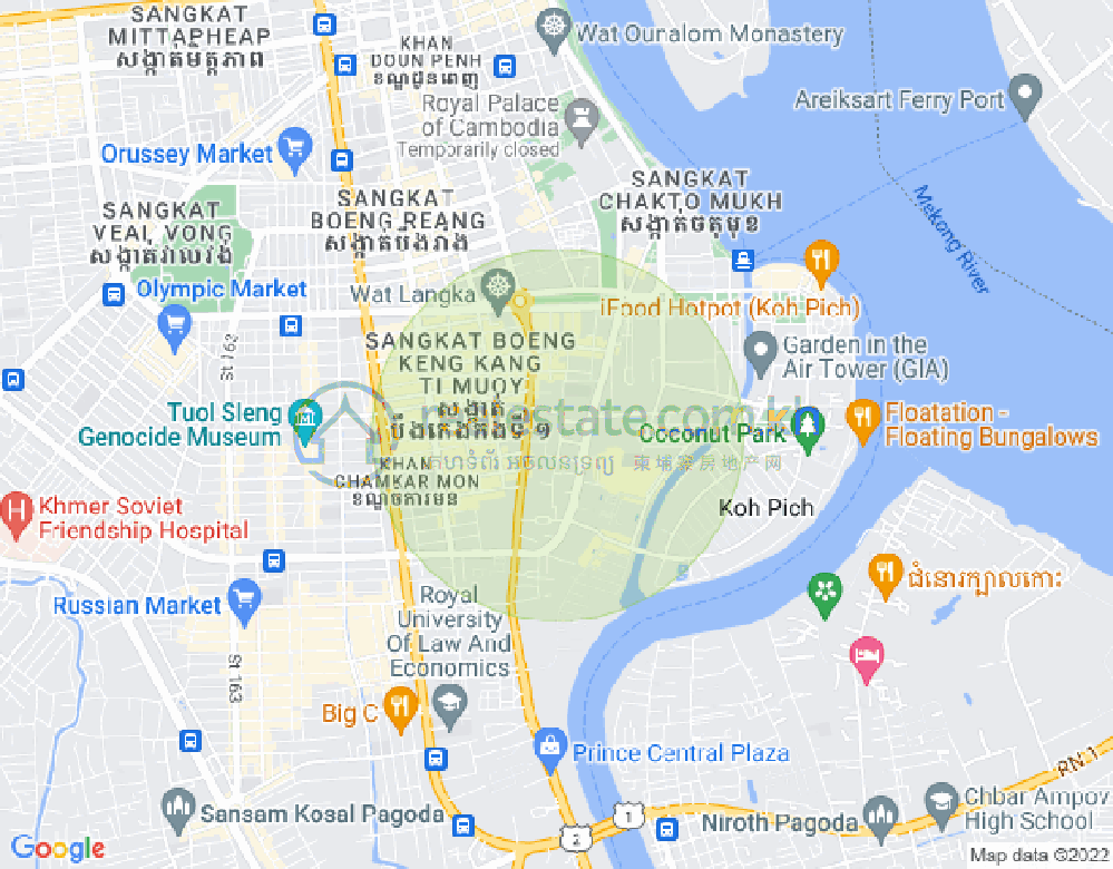 Map of BKK 1, Boeng Keng Kang, Phnom Penh
