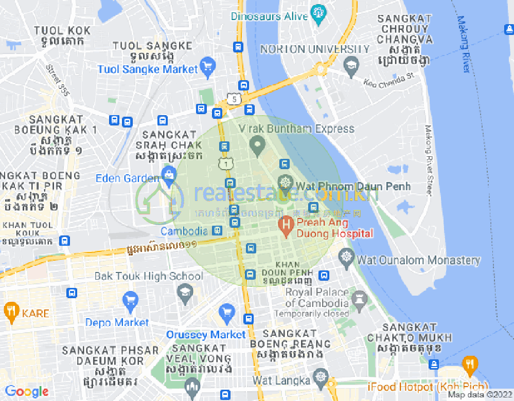 Mapa: Srah Chak, Daun Penh, Phnom Penh