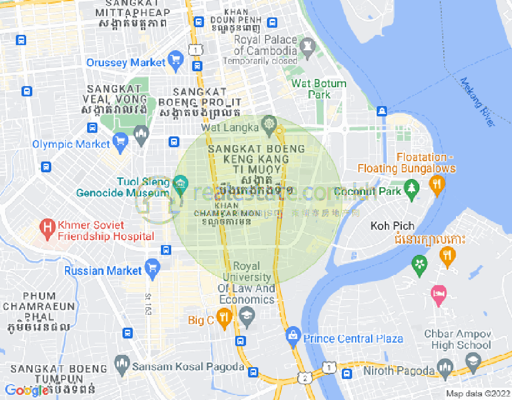 Map of BKK 1, Boeng Keng Kang, Phnom Penh