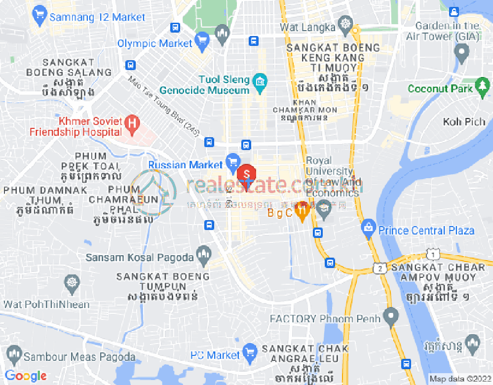 トゥールトンポン1, チャムカモン, プノンペンの地図