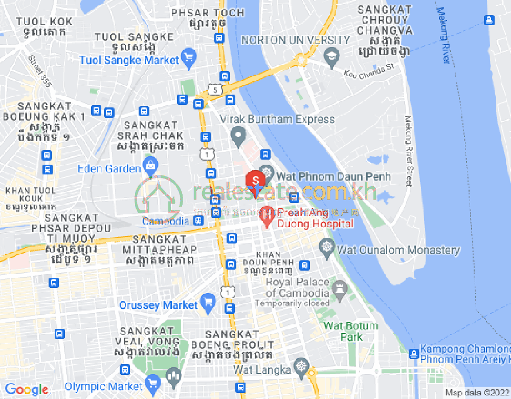 Mapa: Wat Phnom, Daun Penh, Phnom Penh