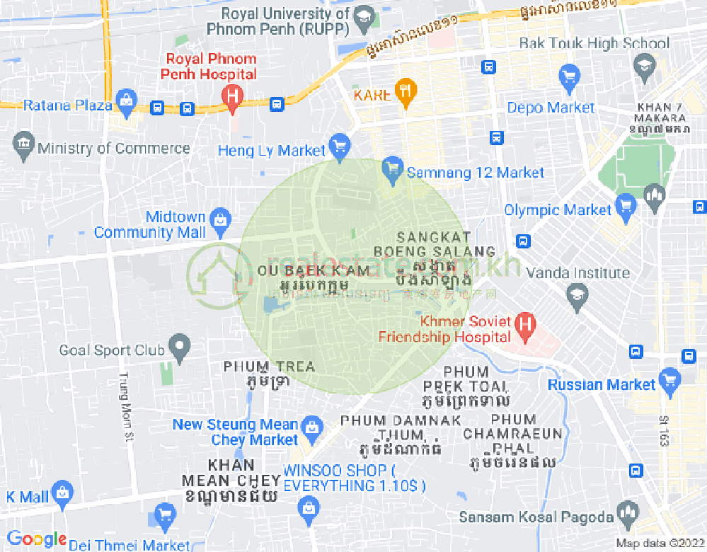 Mapa: Ou Baek K'am, Sen Sok, Phnom Penh