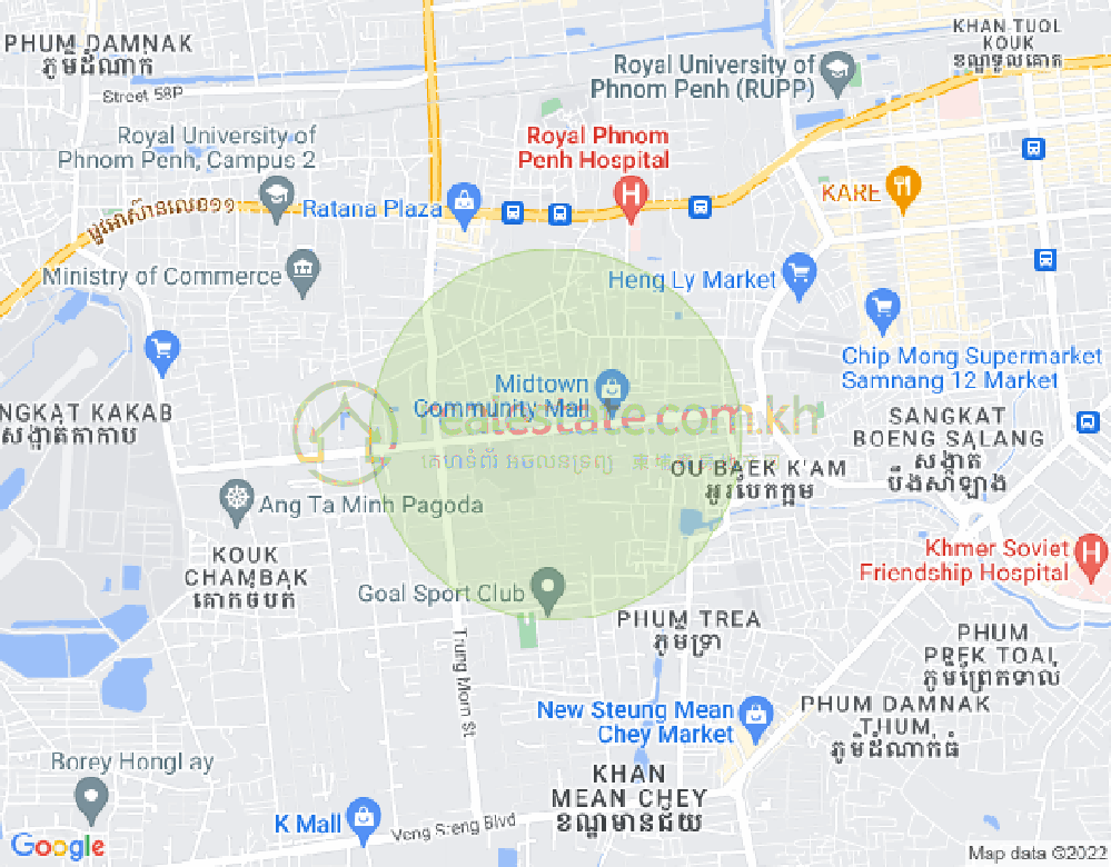 Ou Baek K'am村, 森速区, 金边地图