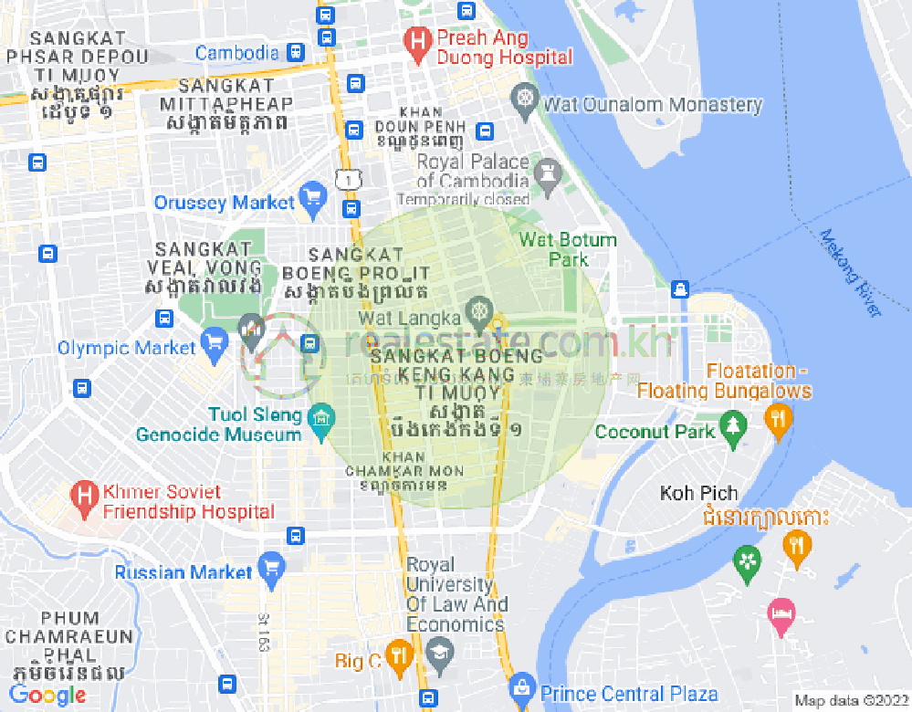 万景岗1分区（BKK1), 波哥堪, 金边地图