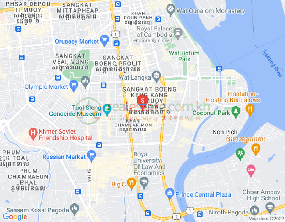 Carte de BKK 1, Boeng Keng Kang, Phnom Penh