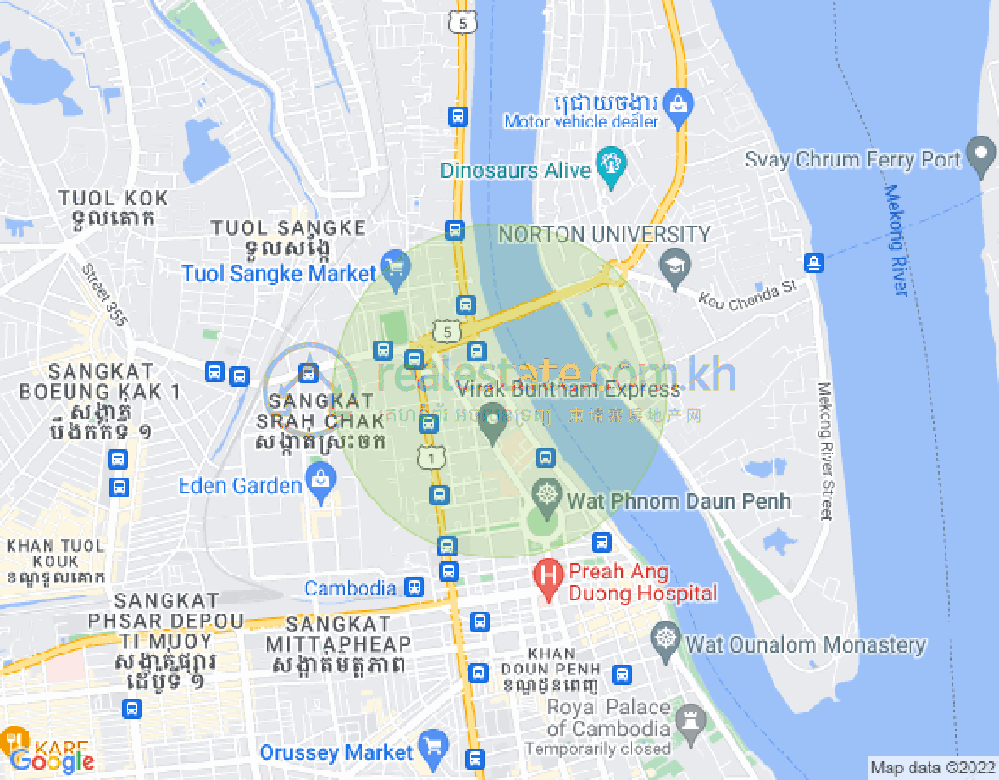 แผนที่ Preah Sisokwat Quay 1, สระจก, ดวนป็ญ, พนมเปญ