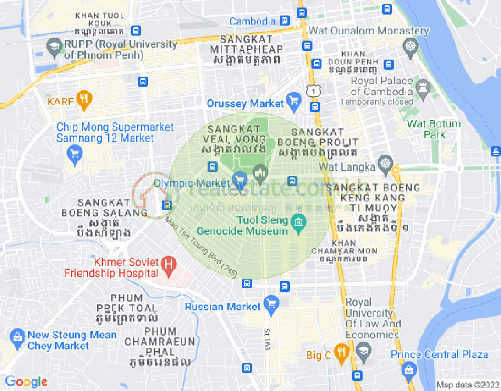 オリンピック, ボンケンコン, プノンペンの地図