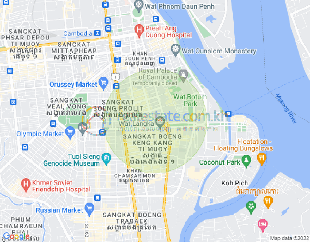 Mapa: BKK 1, Boeng Keng Kang, Phnom Penh