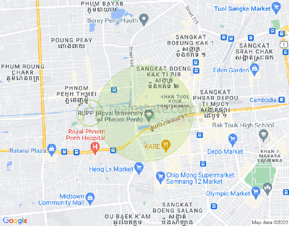 Map of Tuek L'ak 2, Toul Kork, Phnom Penh