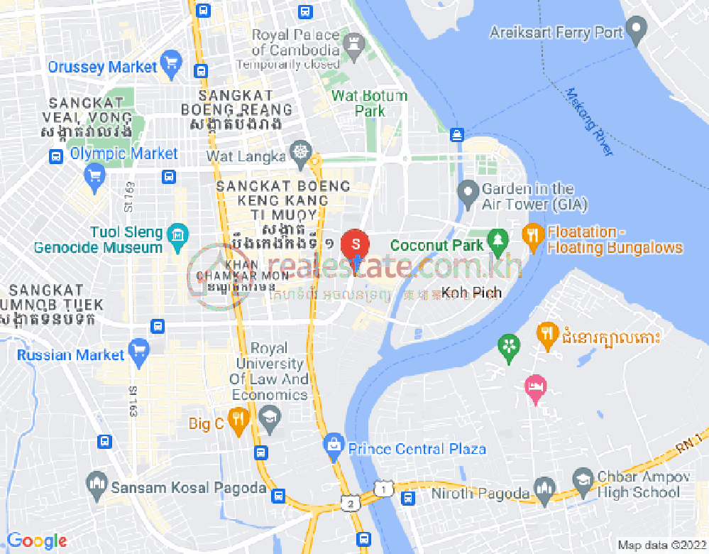 Map of Tonle Bassac, Chamkarmon, Phnom Penh