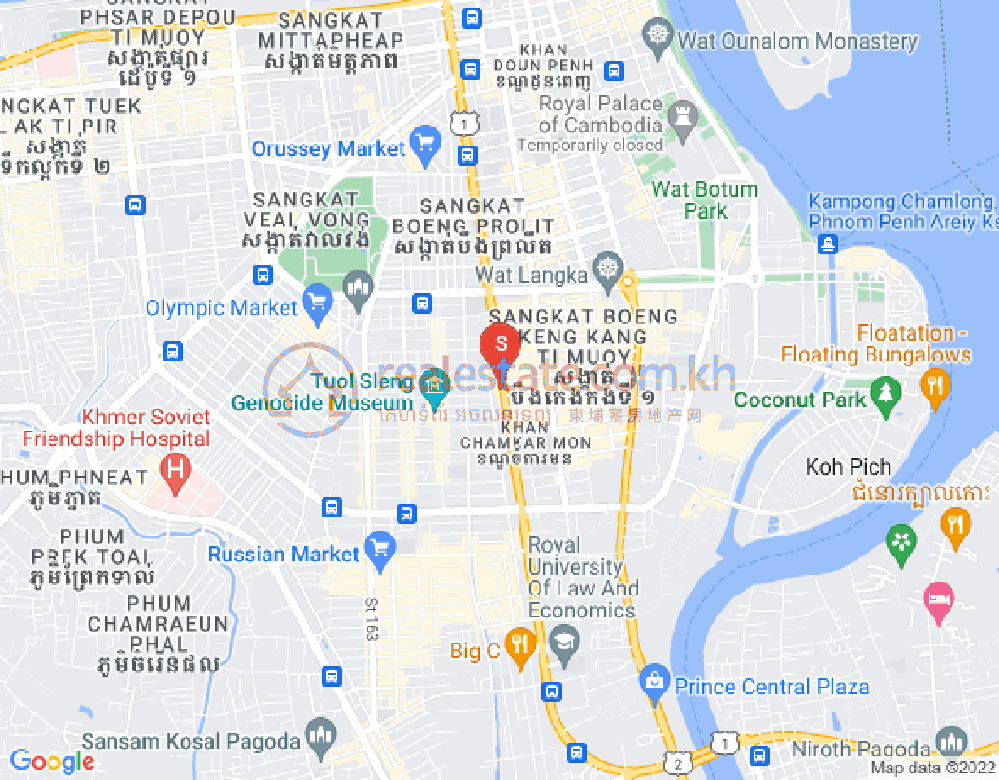 Map of BKK 2, Boeng Keng Kang, Phnom Penh
