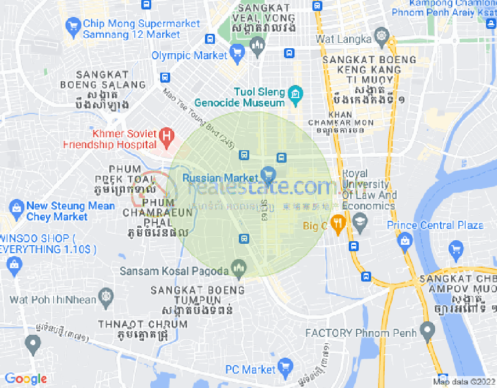 Carte de Toul Tum Poung 1, Chamkarmon, Phnom Penh
