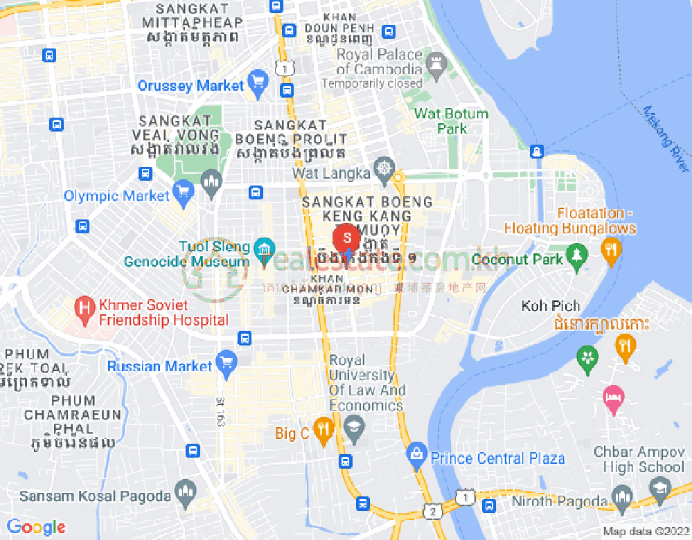 Carte de BKK 1, Boeng Keng Kang, Phnom Penh